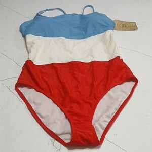 True Craft Swim Color Block Swimsuit - Red, White, and Blue, Padded, Size Xl